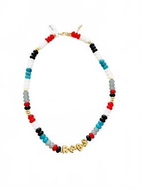 NEW GEMELLI rebs beaded necklace in blue